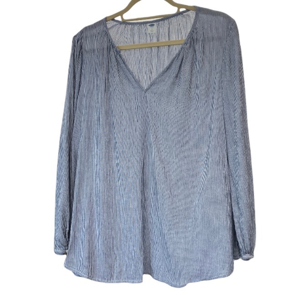 Old Navy Women's Long Sleeve Vertical Striped Blouse - Size Large